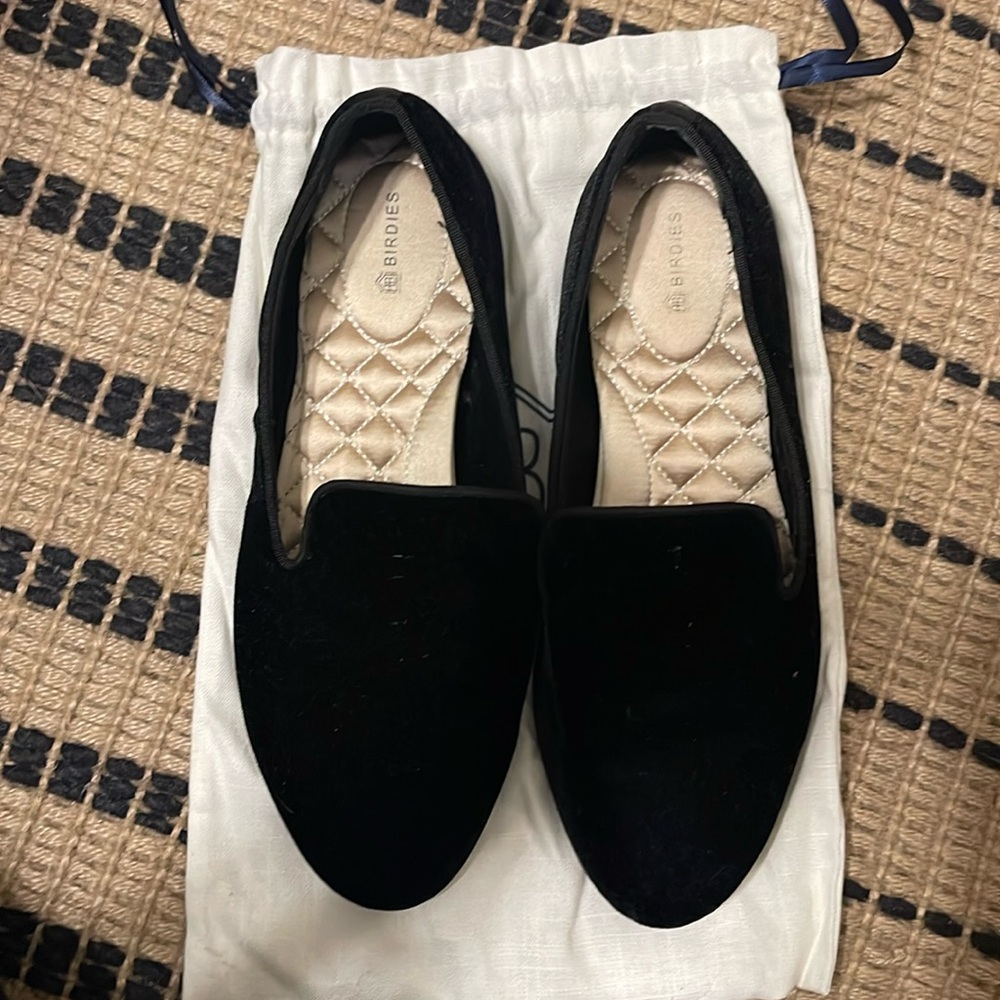 Birdies Velvet Loafers with Shoe Bag